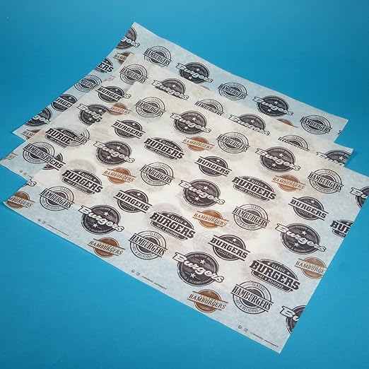 1000 Blatt Einschlagpapier Hamburgerpapier Pergamentersatz fettdicht 'Burger' Neutralmotiv 27x35cm