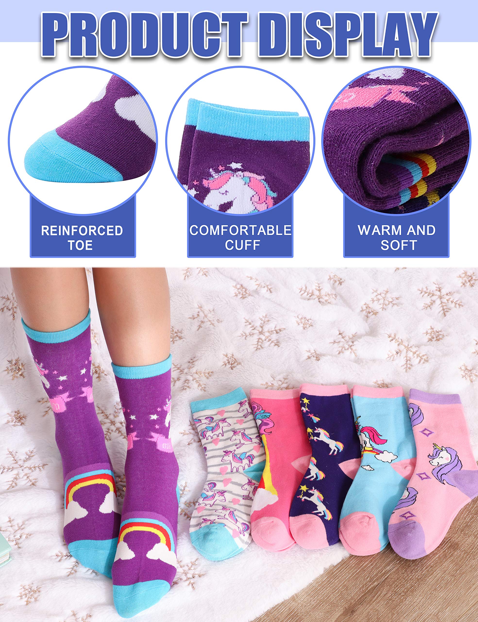 Anlisim Girls Socks Cute Animal Pattern Cartoon Novelty Fashion Soft Cotton Socks 6 Pairs