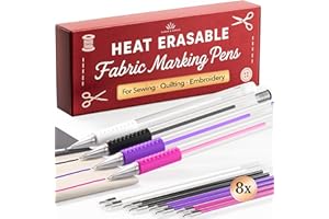 Lange & König Heat Erasable Fabric Marking Pens for Sewing - 4 Pens + 8 Refills - Sewing Supplies Quilting Supplies Sewing Accessories Embroidery Supplies Pen Tailors Chalk Fabric Chalk Alternative