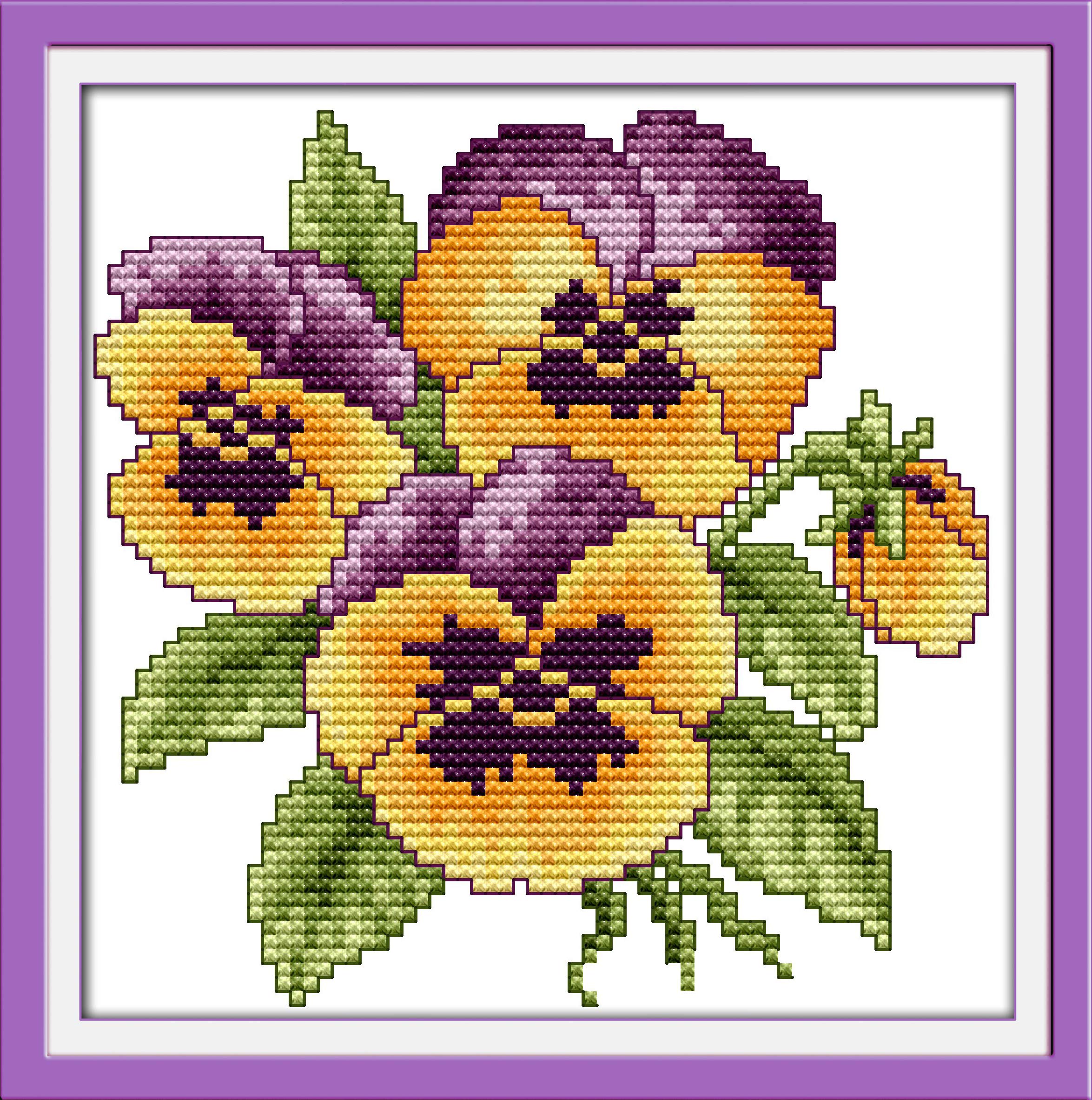 OWN4B Cross Stitch Kits Stamped, The Flower of Happiness Printed Pattern 11CT 8.3x8.3 inch DIY Embroidery Kit