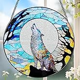 Stained Glass Window Hanging, Stained Glass Suncatcher, Wolf Sun Catcher, Window Decor, Wolf Lover Gift, Gifts for Fathers Day, Christmas or Birthday Gift, Gifts for Men Him Dad Grandfather Son