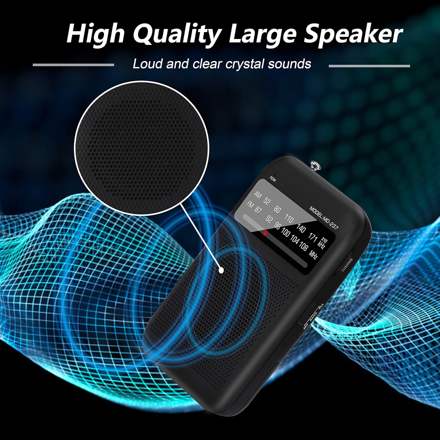 AM FM Radio Portable Radio Battery Operated by 2 AA Batteries, Transistor Pocket Radio with Best Reception, Sounds and Large Speaker Handheld Size for Indoor or Outdoor: Home Audio & Theater