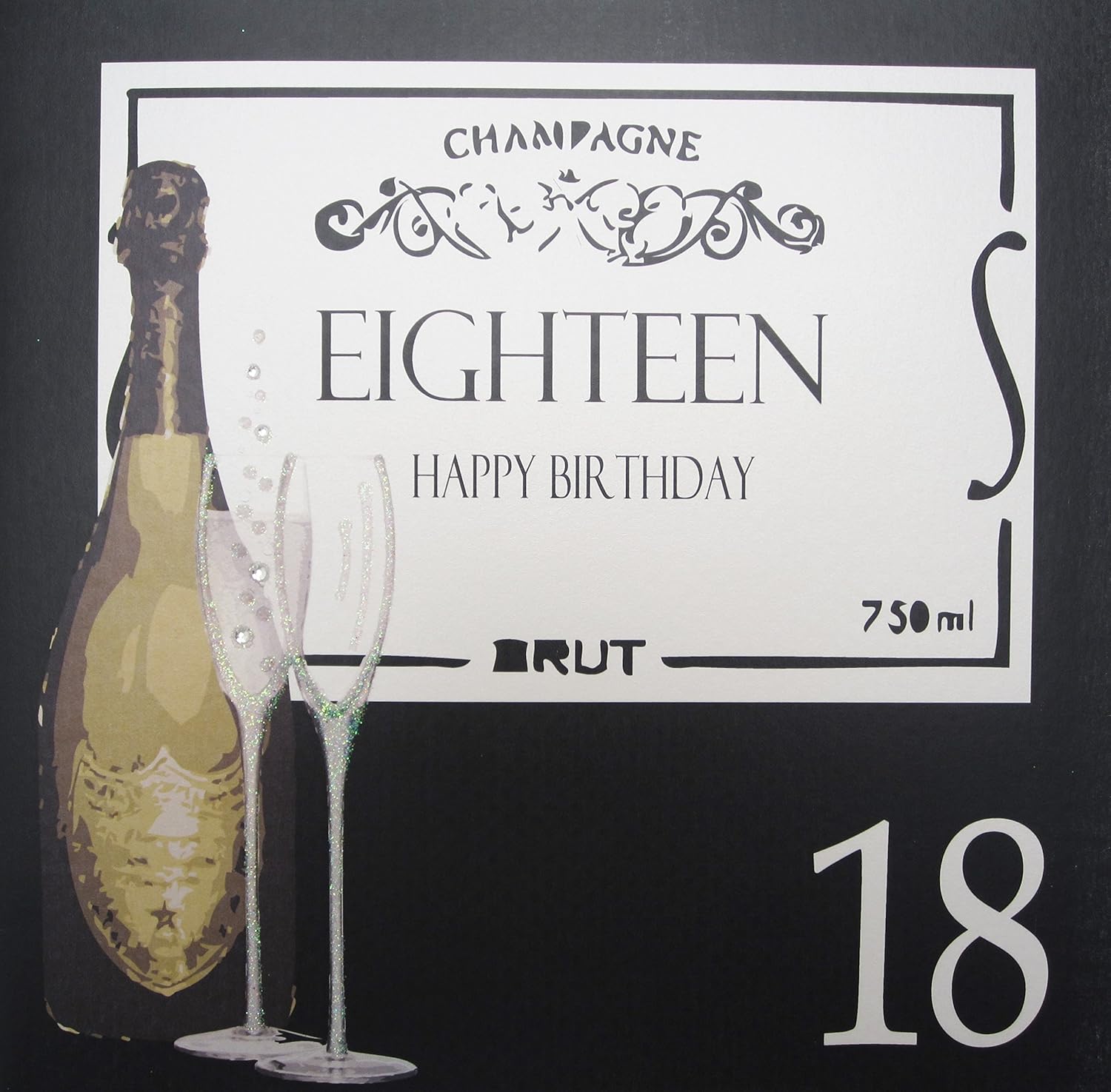 WHITE COTTON CARDS Eighteen Happy, Handmade Large 18th Birthday Card (Code XBA18), 22cm x 22cm