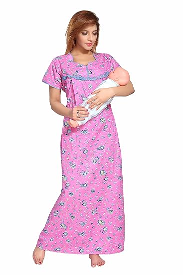 Women's Pure Cotton Feeding Nighty/Maternity Dress for Post & Pre Pregnancy Wear. 399