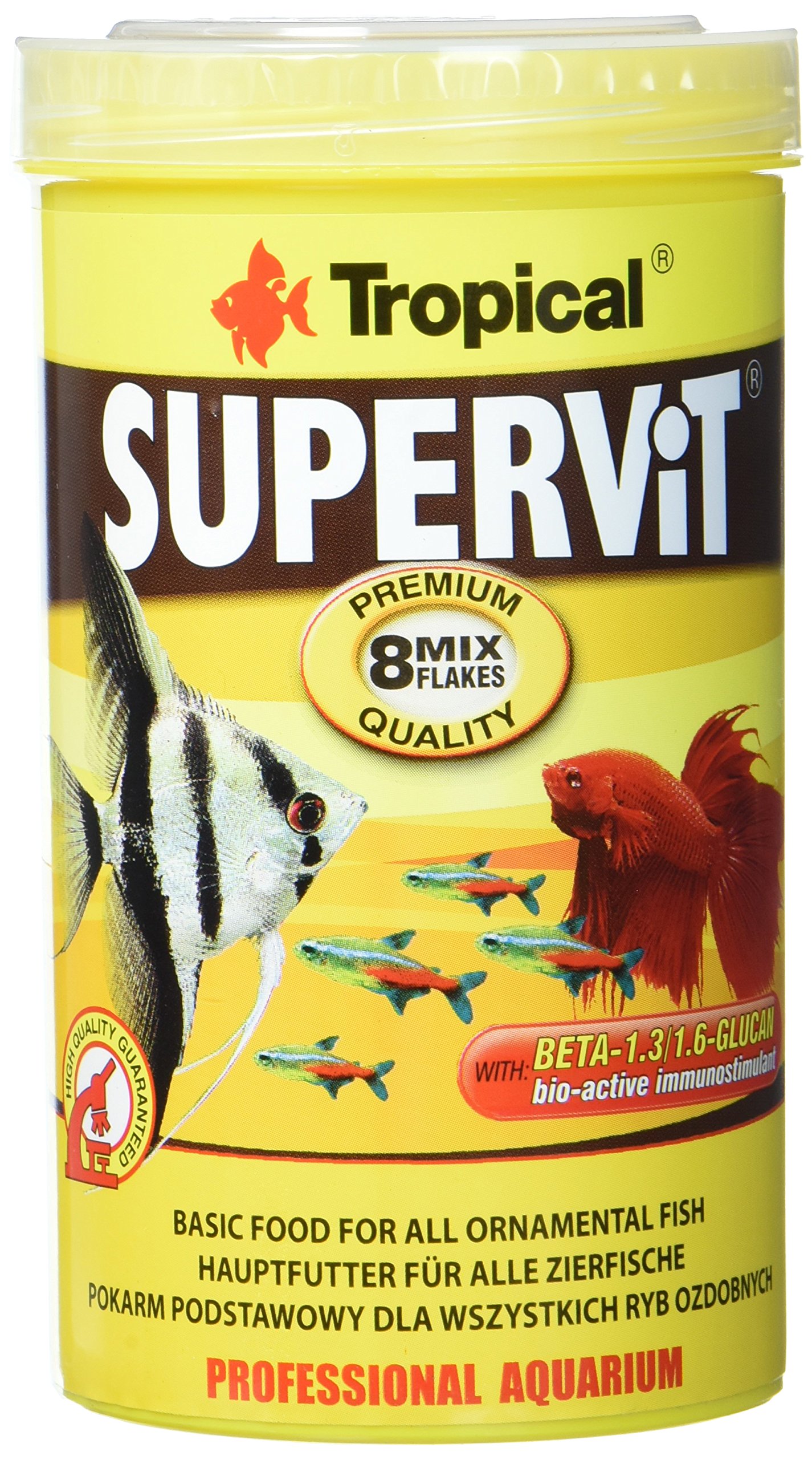 SUPERVIT 500ml / 100g - multi-ingredient flake food for omnivorous & carnivorous fish (immune support, growth & color enhancement)