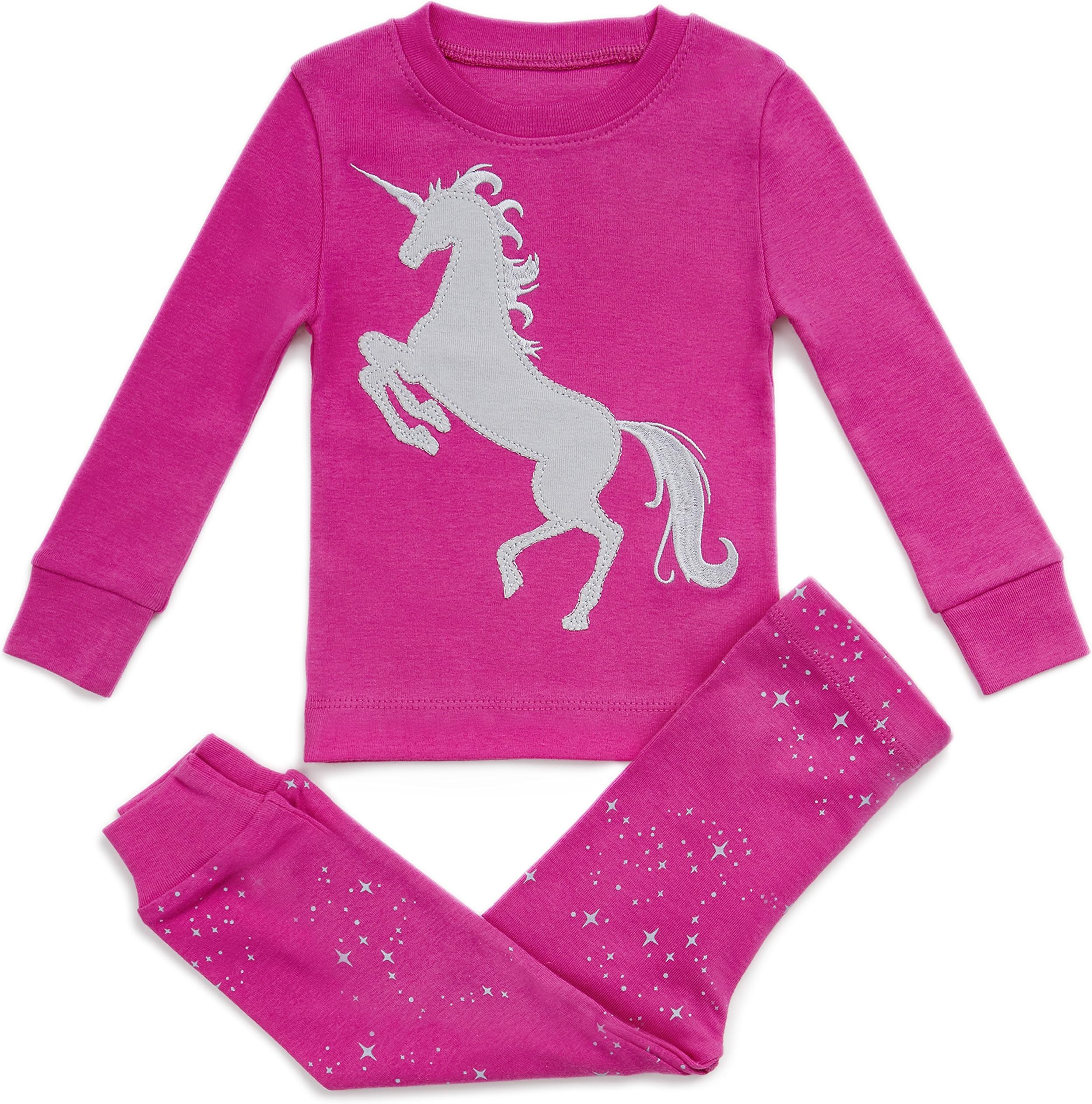 Bluenido2 Piece Kids & Toddler Girls Pajamas Set - 100% Cotton Girl Pjs - Soft Toddler Pajamas (12m-8y)