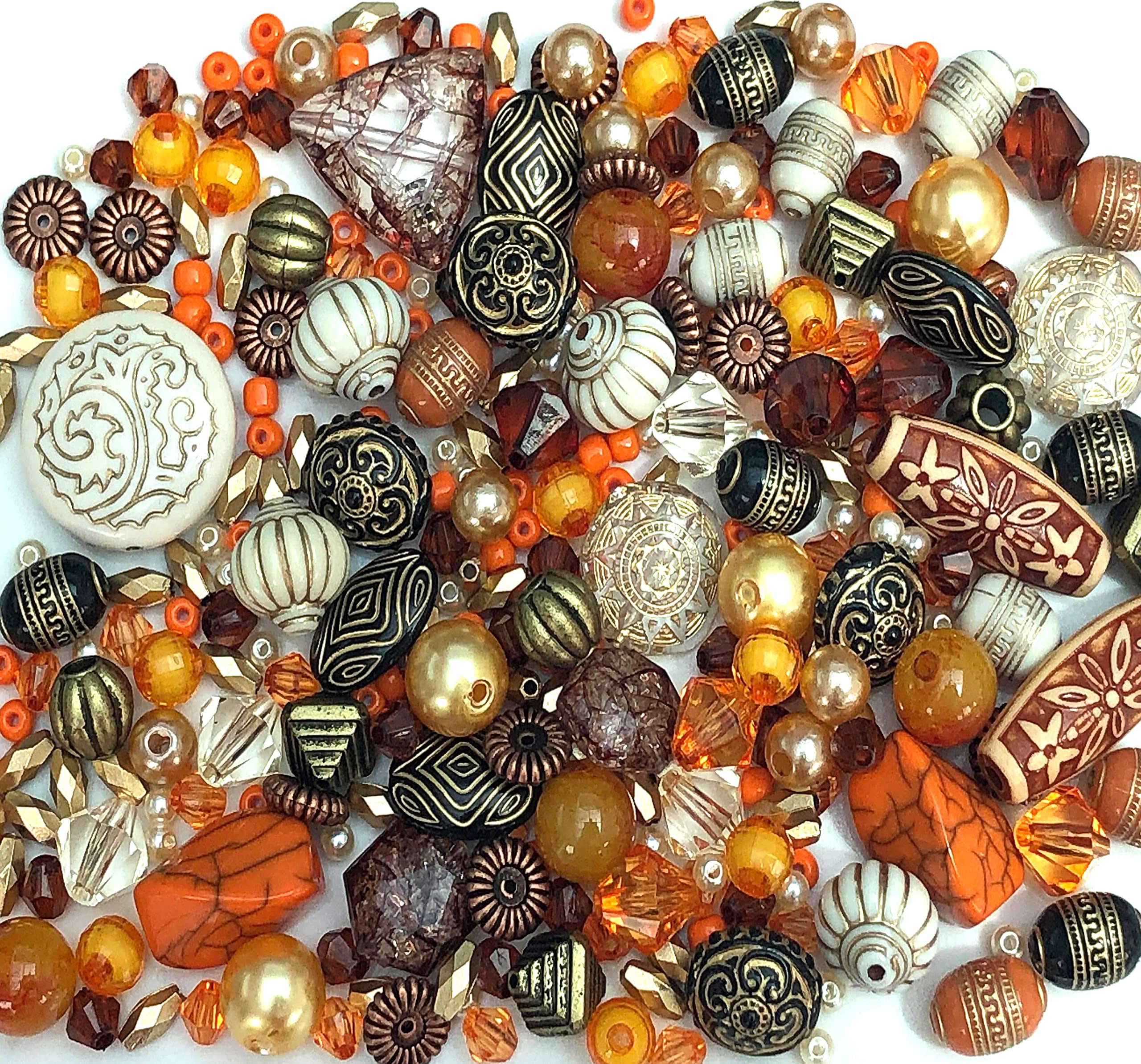 Large 80g Packs of Acrylic Jewellery Making Beads (Orange)