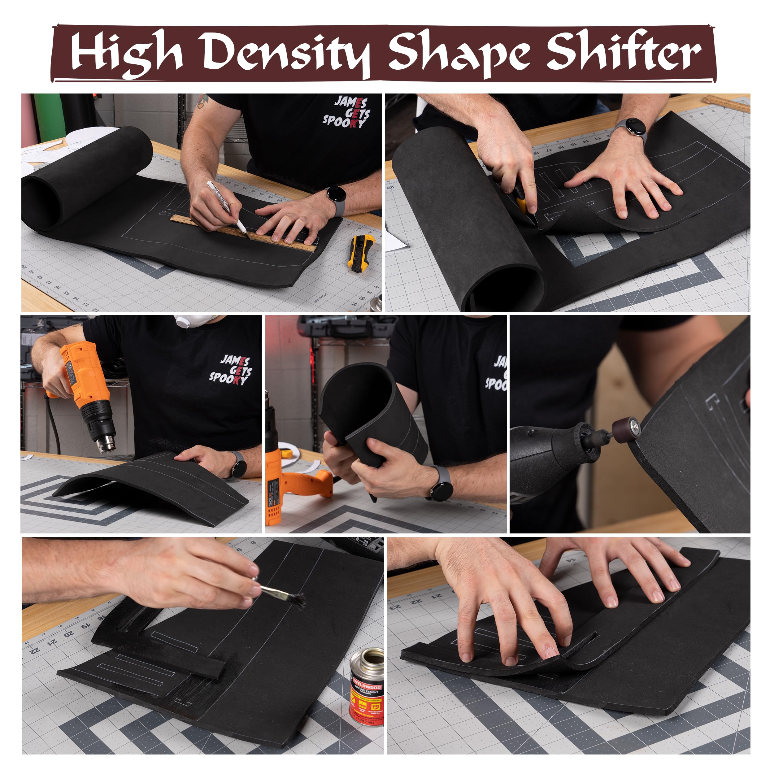 Shape Retention EVA Cosplay Foam - 6mm Thick (Black) X-Large 35”x59” High Density EVA Craft Foam Sheets - Premium 85 kg/m3 Heat Shape Material for DIY, Comic, Con or Halloween Costumes - The Foamory