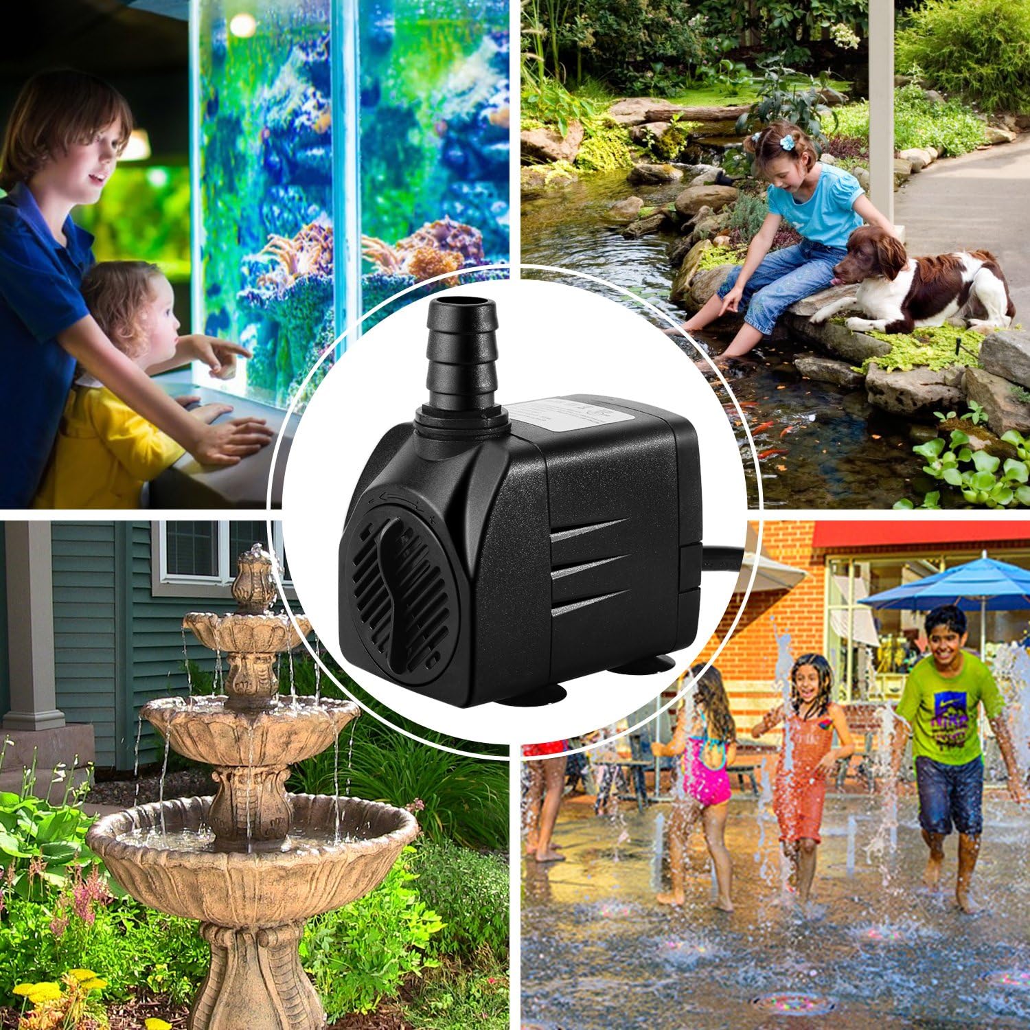 CWKJ Fountain Pump, 400GPH(25W 1500L/H) Submersible Water Pump, Durable Outdoor Fountain Water Pump with 6.5ft Tubing (ID x 1/2-Inch), 3 Nozzles for Aquarium, Pond, Fish Tank, Water Pump Hydroponics : Garden & Outdoor