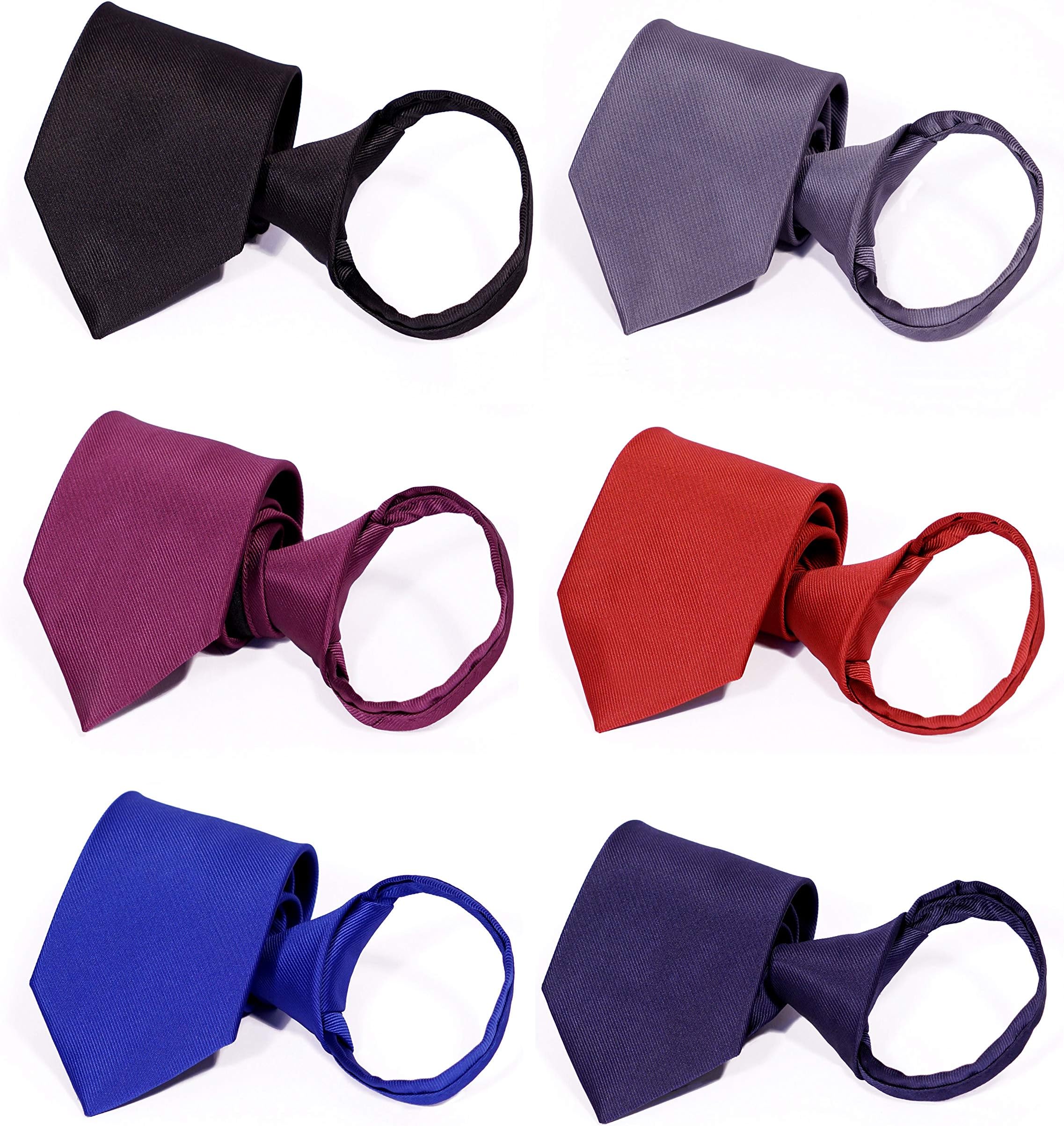 Zipper Ties for Men 6 PCS Pre-tied Necktie Mixed Lot By Tiger Mama