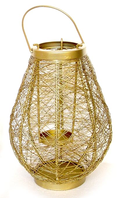Nexplora Industries Decorative Bird Nest Shaped Lantern Tealight Candle Holder (Gold)