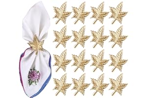 Set of 12 Gold Leaf Napkin Rings - 1.5 Inch Elegant Leaf Design, Lightweight Metal Table Décor for Wedding, Holiday, Thanksgiving, Formal Dining & Special Occasions - ALPHA Living HOME