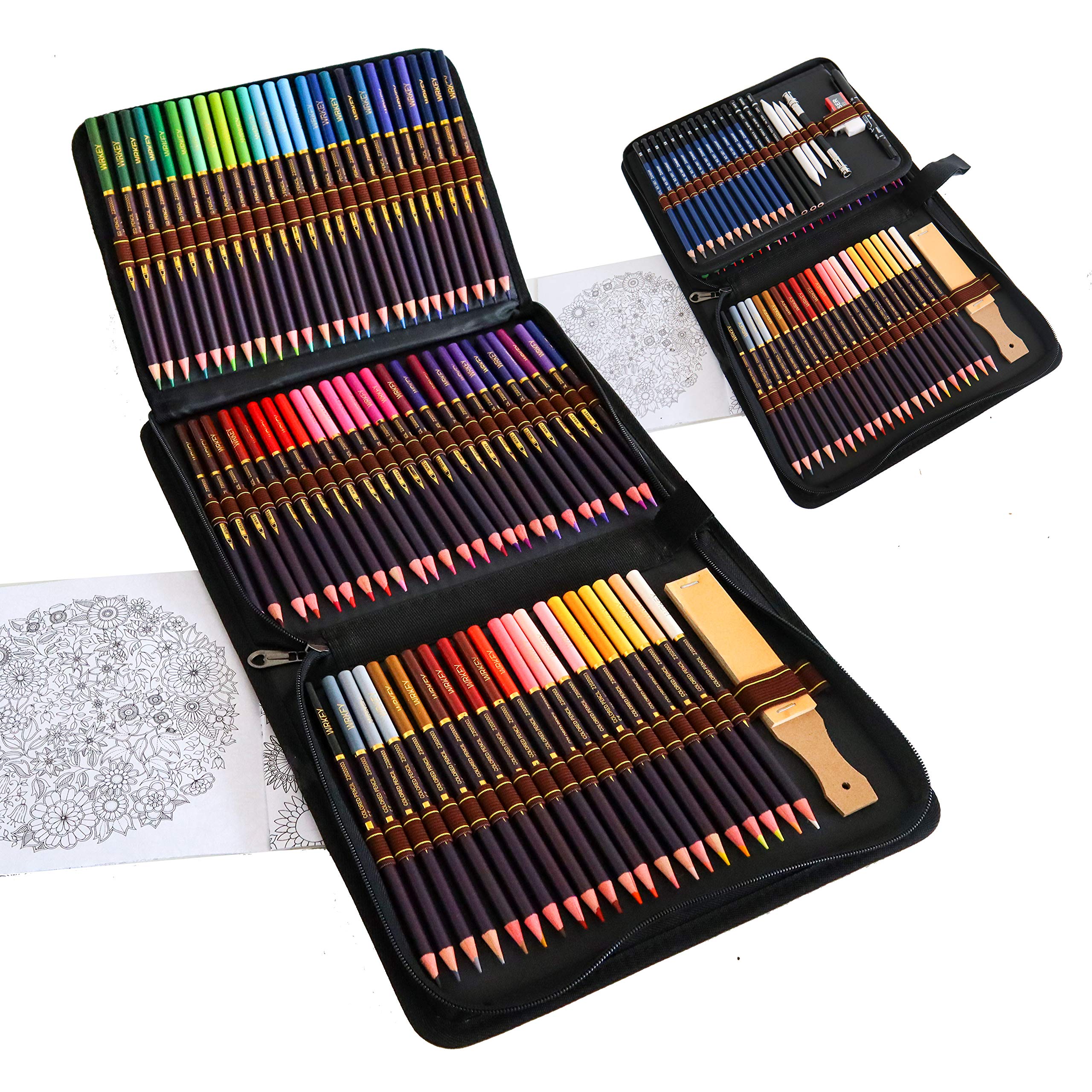 WRKEY Complete 96 Piece Drawing Set - Beginner or Professional, Pencil Case with 72 Colouring Pencils, 12 Lead Pencils and Accessories, Perfect for for Artists, Adults and Students