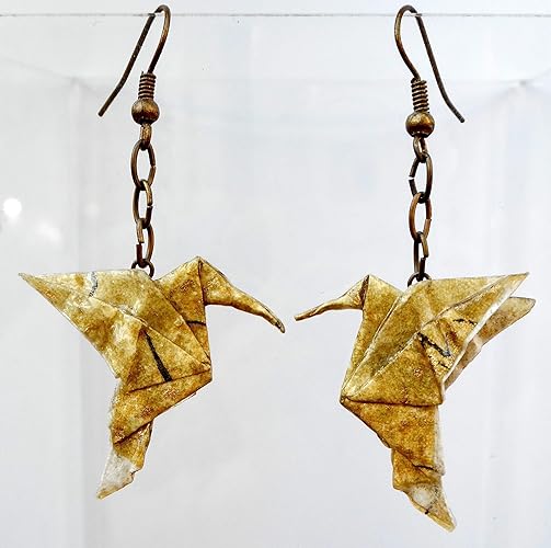 Amazoncom Paper Origami Hummingbird Lightweight Earrings
