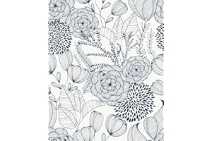NuWallpaper NUS3830 Navy Secret Garden Peel & Stick Wallpaper, Blue