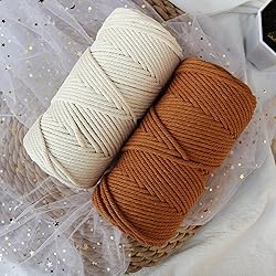 Macrame Cord 4mm 109 Yards Caramel,Colored Soft