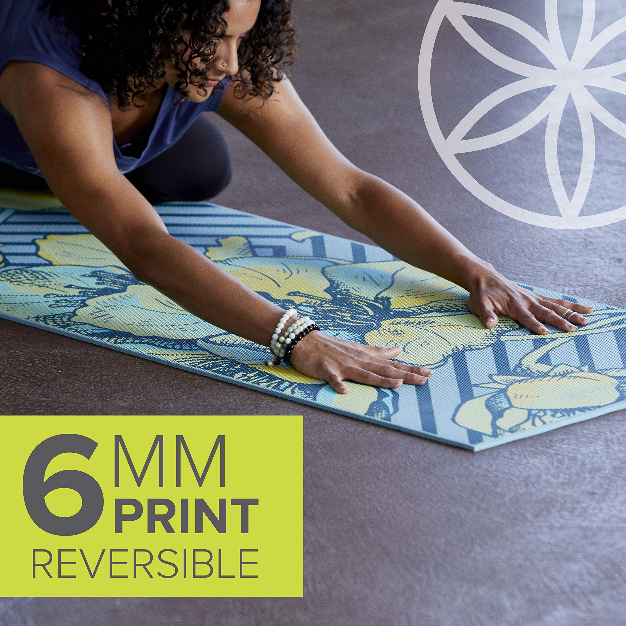 Gaiam Yoga Mat - Premium 6mm Print Reversible Extra Thick Non Slip Exercise & Fitness Mat for All Types of Yoga, Pilates & Floor Workouts (68