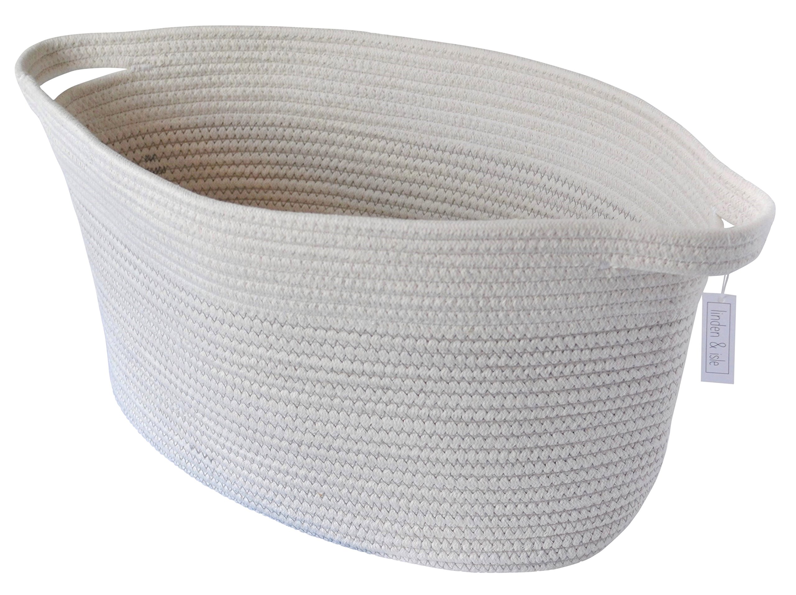 LINDEN & ISLE Cotton Rope Storage Basket XLarge Oval storage bin for
