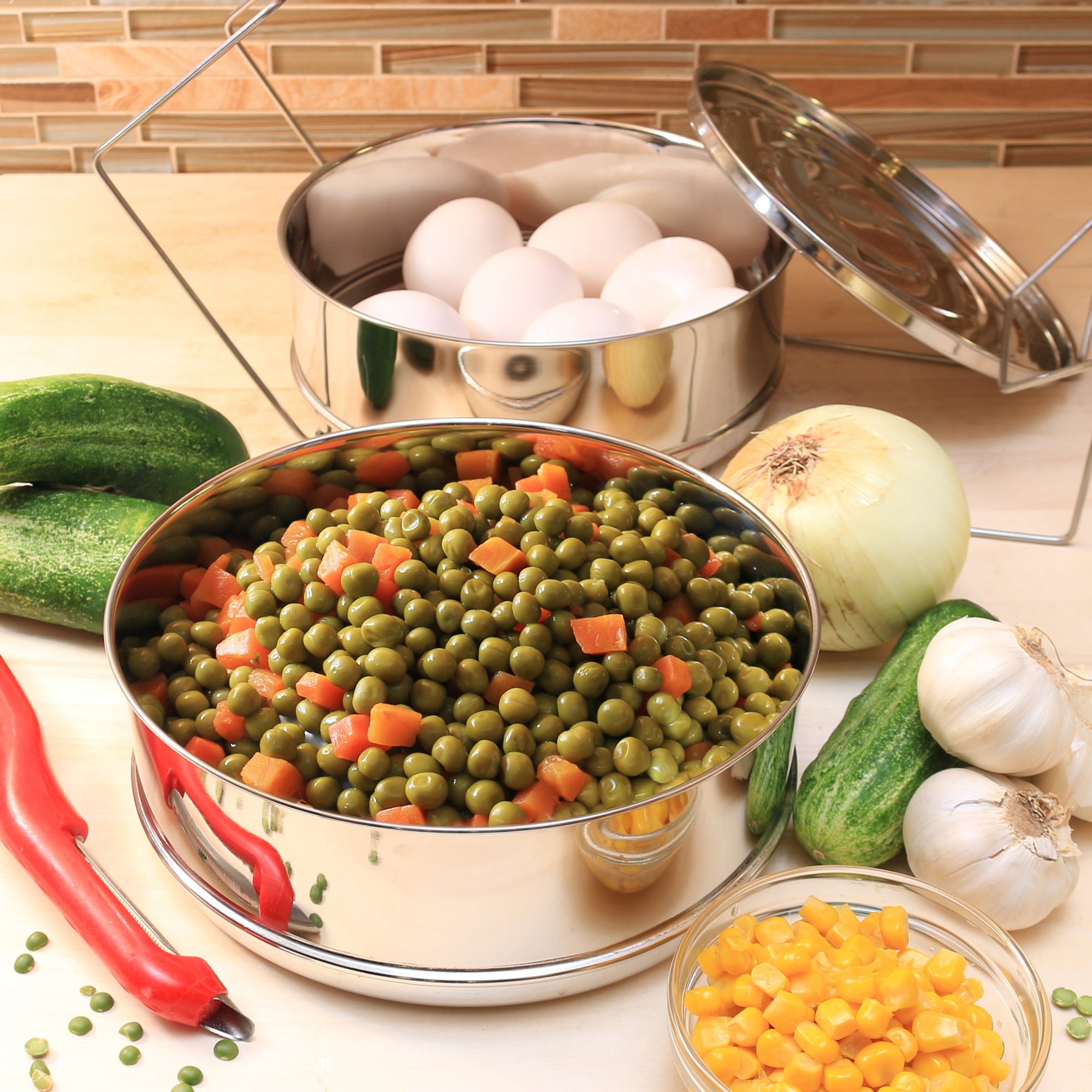 Tidilys High Pressure Cooker Steamer Basket with Lid Stackable