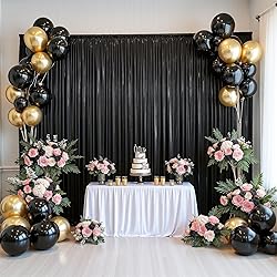 PartyVillage 10x10FT Black Sequin Backdrop Curtain