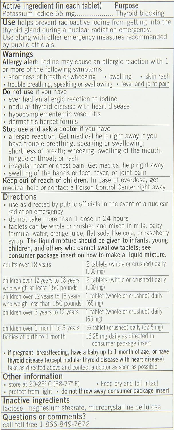 Thyrosafe Potassium Iodide Tablets, 65 Mg, 20-Count: Health & Personal Care