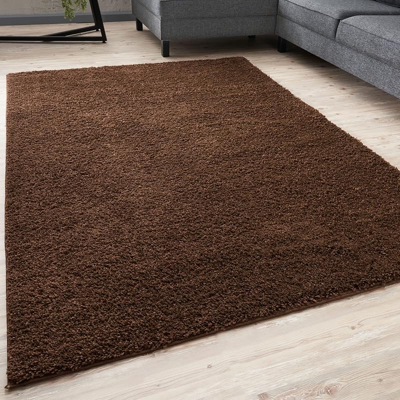 THE RUGS Living Room Shaggy Rug Brown 200x290 cm 30 mm Thick