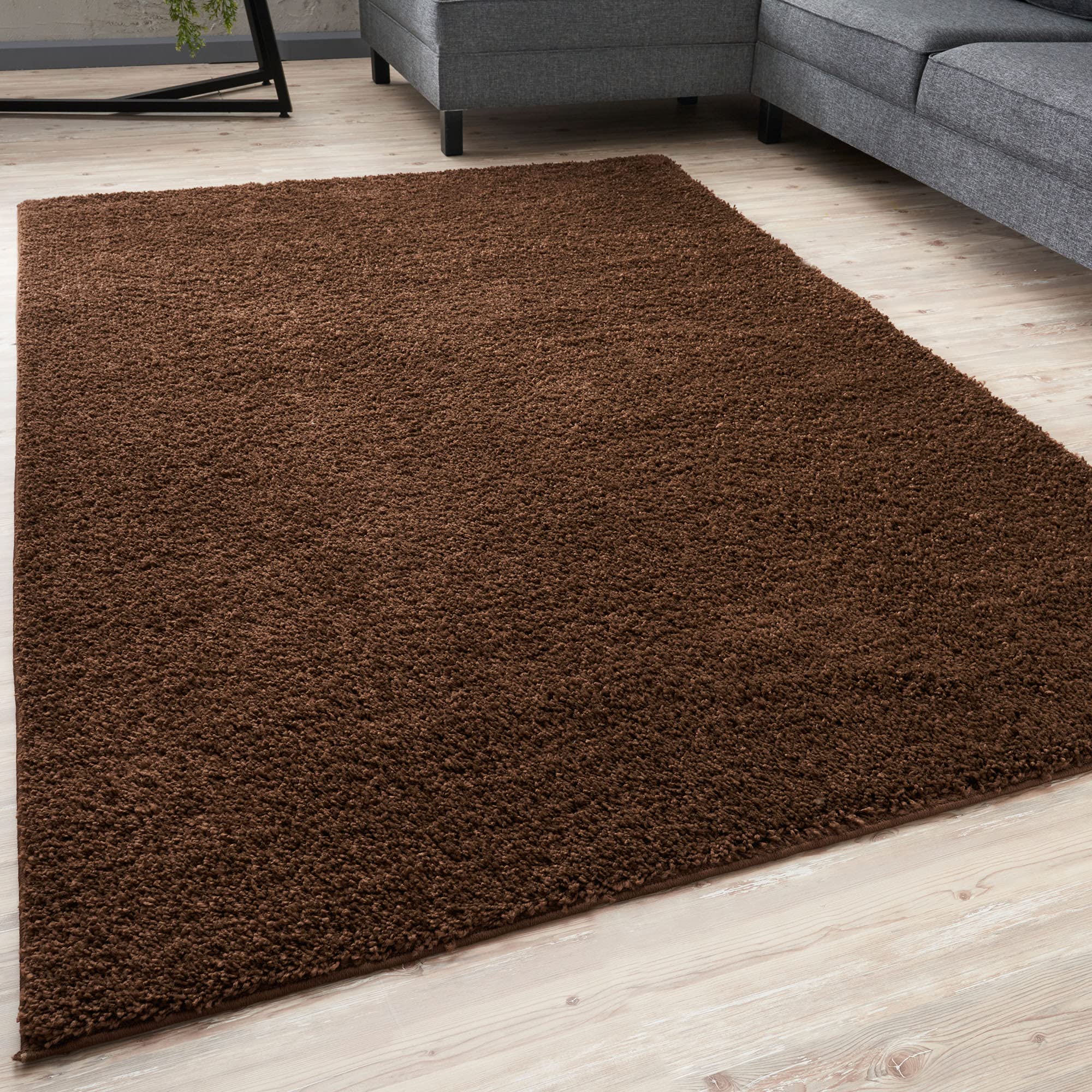 THE RUGS Living Room Rug - Shaggy Soft And Elegant Carpets For The Bedrooms And Kitchen, Easy To Clean, Many Different Sizes (80x150 cm, Brown)