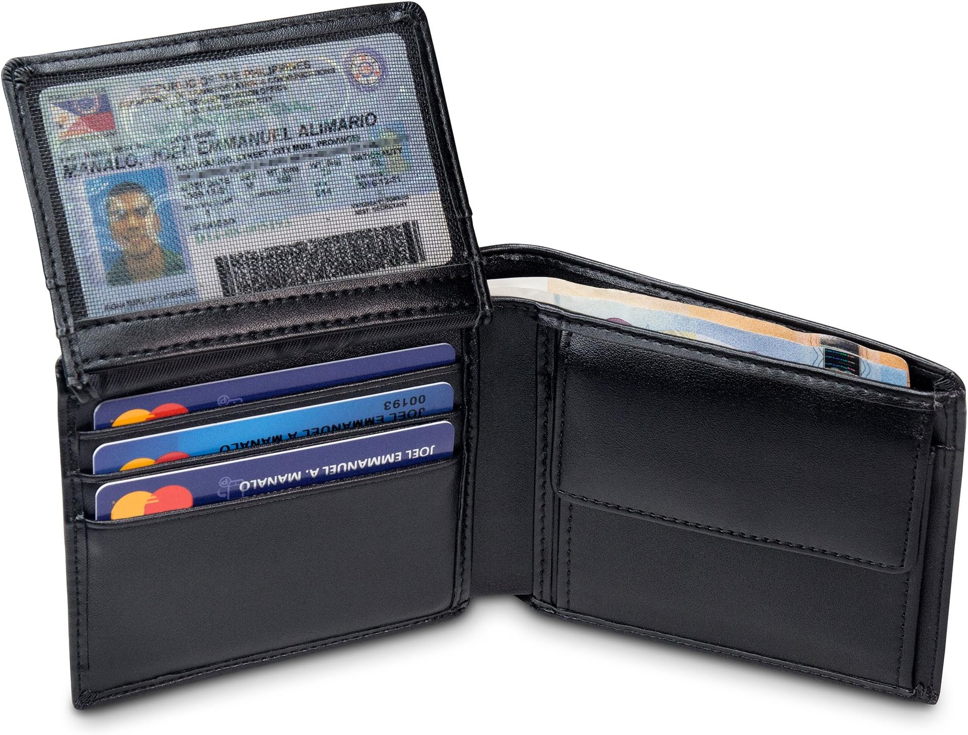TRAVANDO ® Mens Wallet Black „Berlin“ - RFID Blocking - Durable Bifold Wallet - Card Holder - Coin Pocket - Gift Box