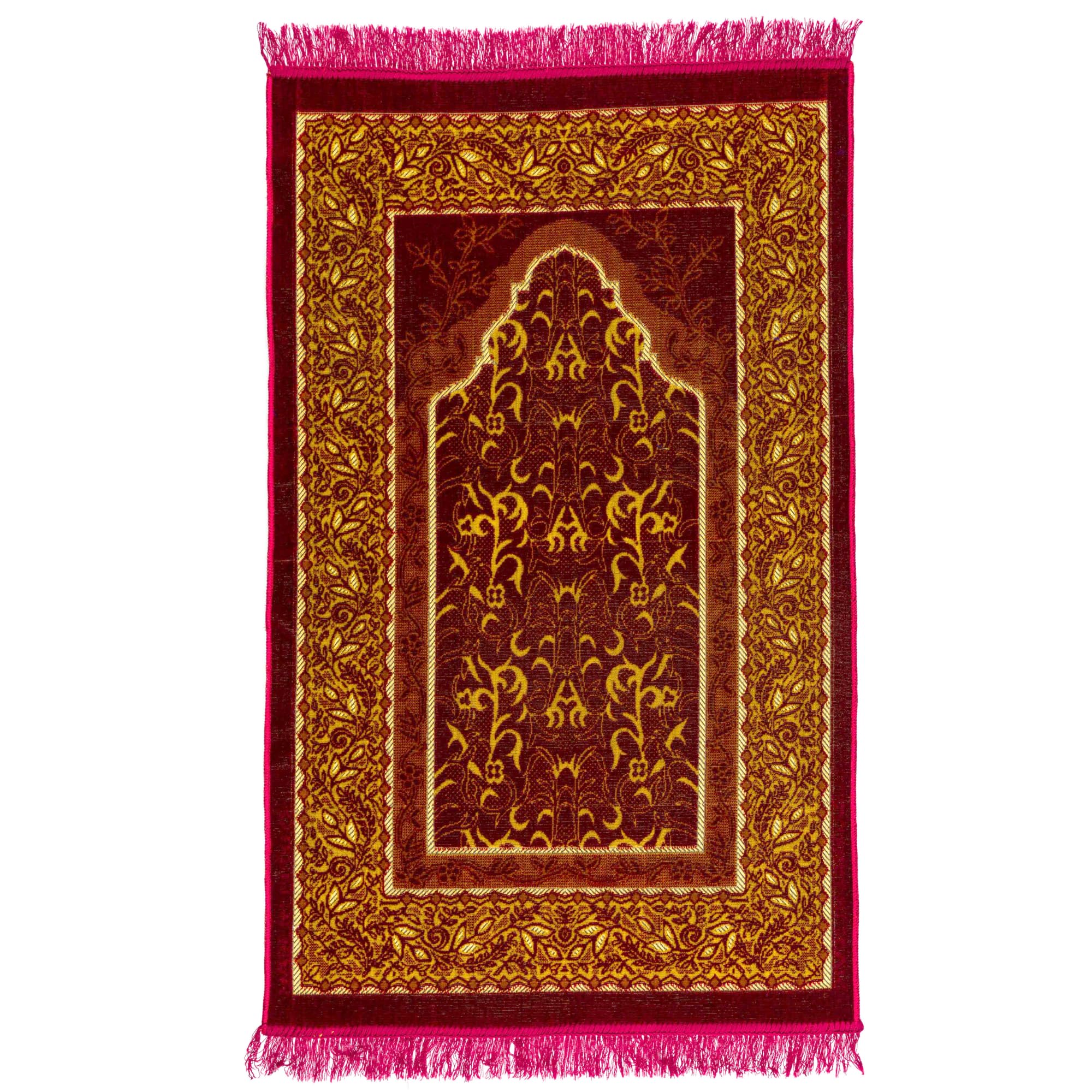 homeart Muslim Prayer Rug, Soft Plush Thin Islamic Prayer Mat, Janamaz, Sajada, Praying Carpet, Islamic Gift for Men & Women, Ramadan Eid Hajj Gift, Jeddah Pattern, Bordeaux