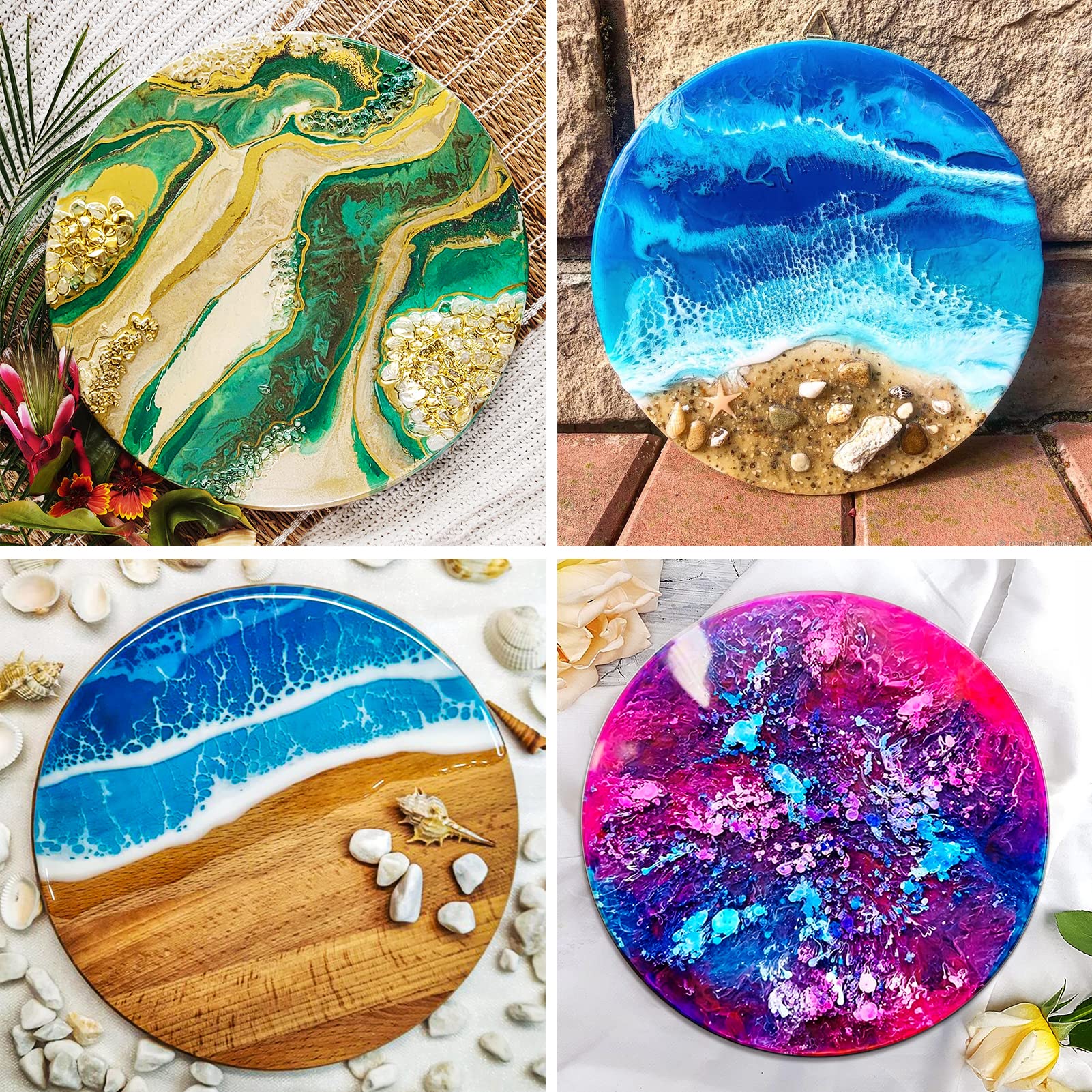 9 Inch Large Resin Molds, BABORUI Upgraded Round Silicone Molds for Resin Casting, Deep Circle Epoxy Resin Molds for Home Wall Decor, Desktop Decoration, Flowers Preservation