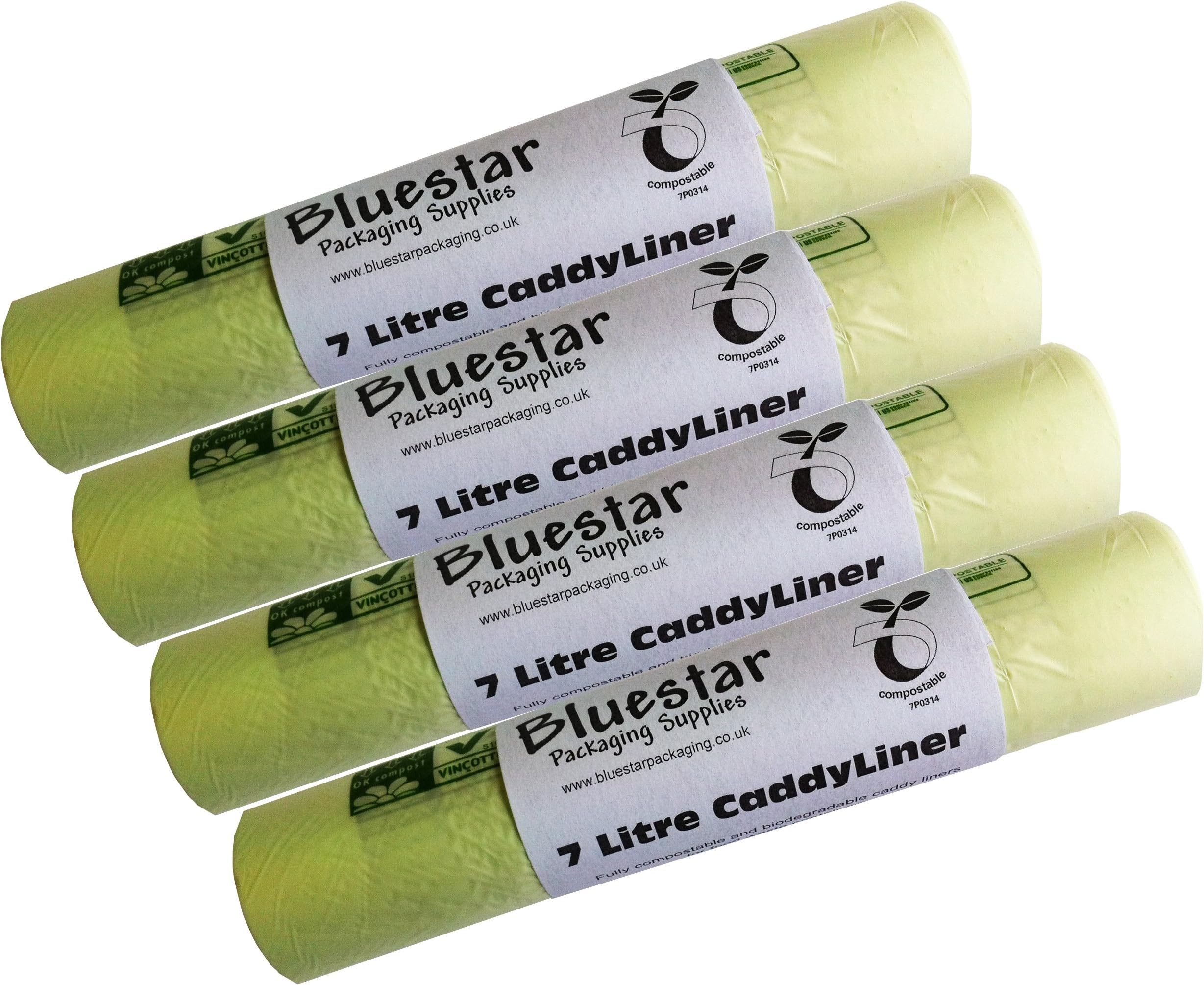 7 Litre Compostable Biodegradable Caddy Liner Roll - Qty 4 Rolls (Total: 208 Bags)