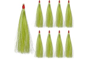 FUSIGO Fishing Bucktail Teaser, 9/18pcs Saltwater Bucktail Fishing Lures Copper Tube Teasers for Flounder Rig Fishing Teasers Plugs Cod Flounder Seabass