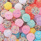 50Pcs 16mm Glitter Sequin Beads Colorful Shiny Round Acrylic Beads for DIY Art Crafts Jewelry Making Bracelet Earring Necklace Decoration