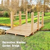 TANGZON 1.5M Wooden Garden Bridge with Safety Railings Natural view 3