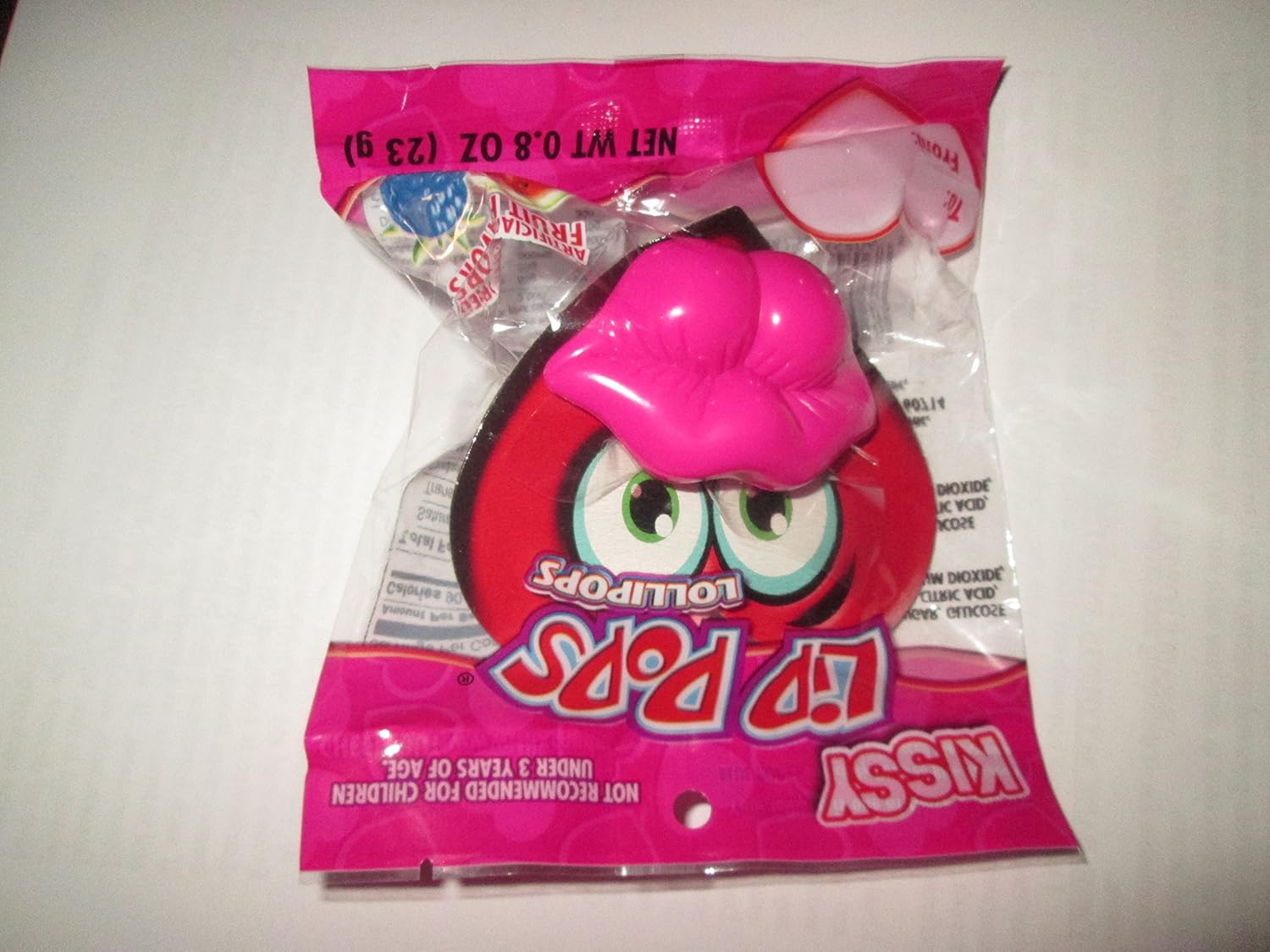 Kissy Lip Pops Raspberry Lollipops .8 Oz (Pacifier Type