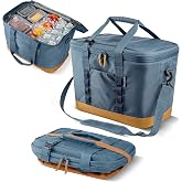 CleverMade Pacifica Collapsible Cooler, Large Insulated Bag, Ocean | Travel Cooler for Group Outings | Reinforced Base &amp; Ripstop Pocket | Shoulder Strap, Gear Webbing &amp; Bottle Opener