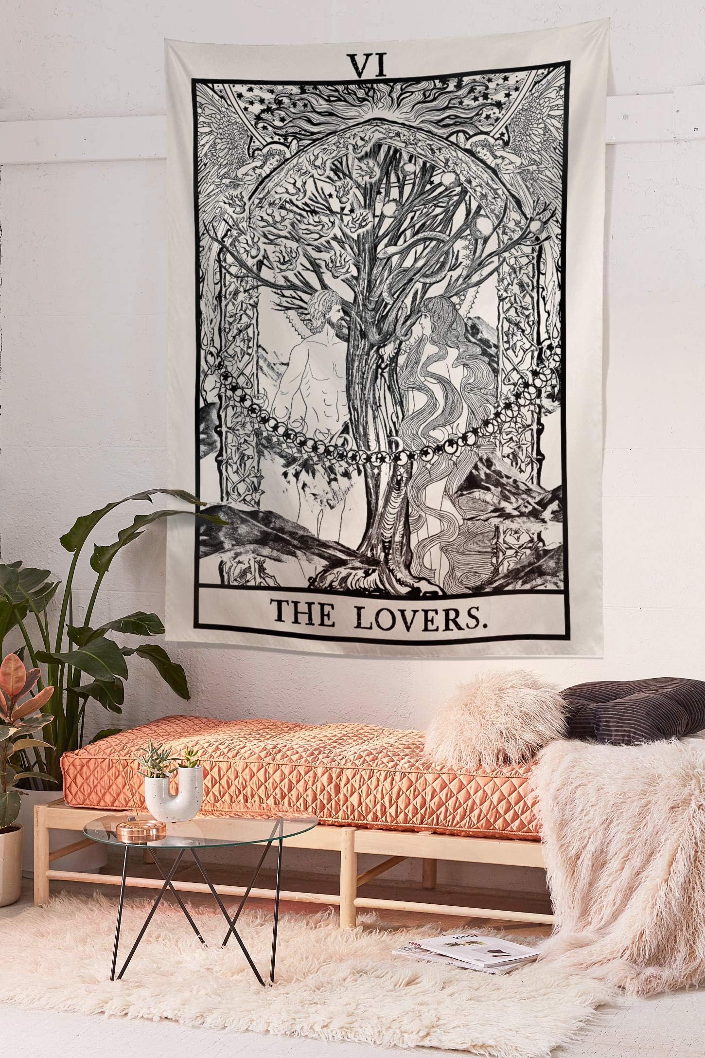 Pheolyh Tarot Tapestry The Lovers Tapestry Medieval Tapestry Wall Hanging Tapestries Mysterious Wall Tapestry Home Decor (Lovers, 51 * 59)