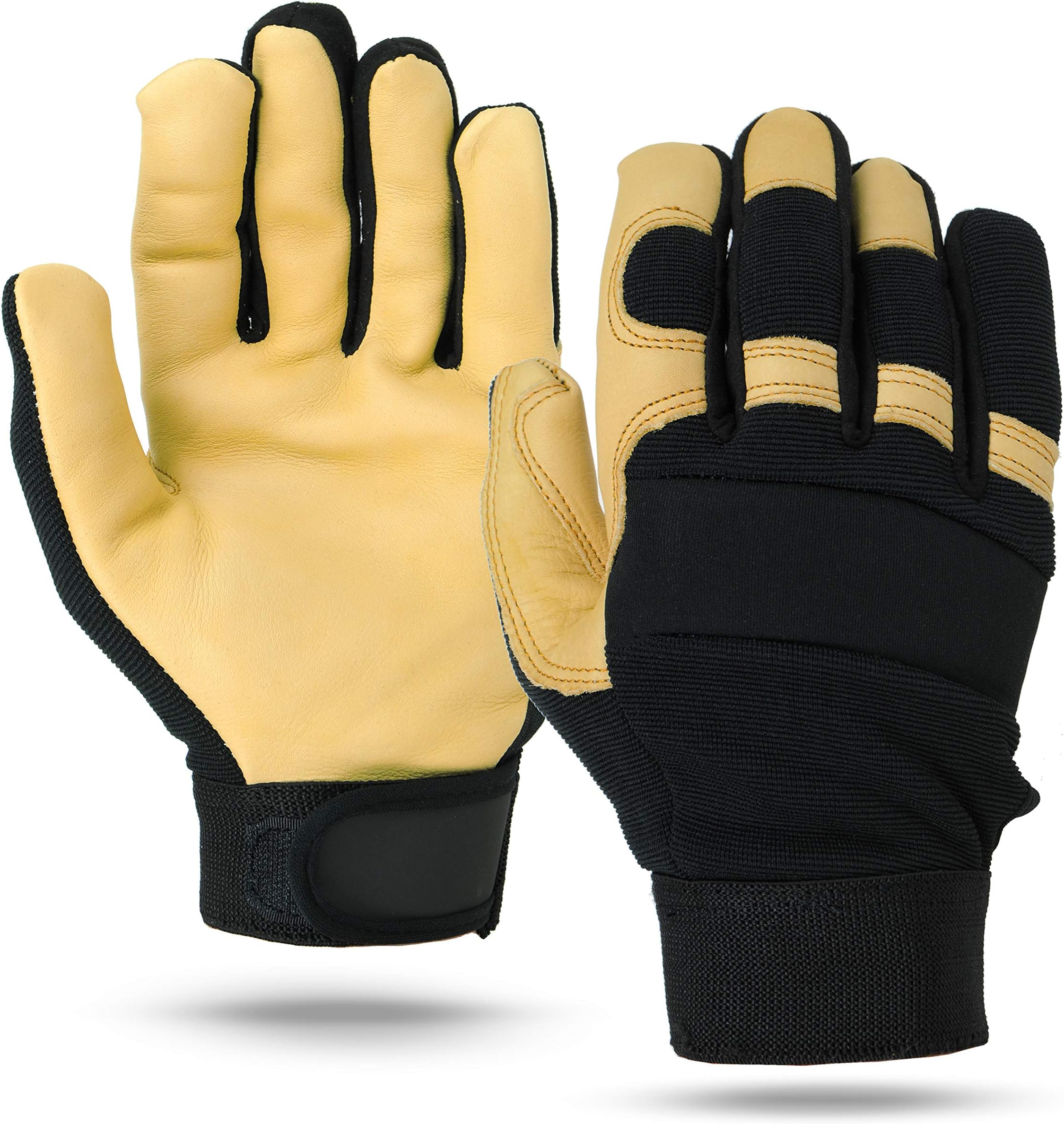 Illinois Glove Company 90 Water Repellent Cowhide Mechanics Glove Tan/Black