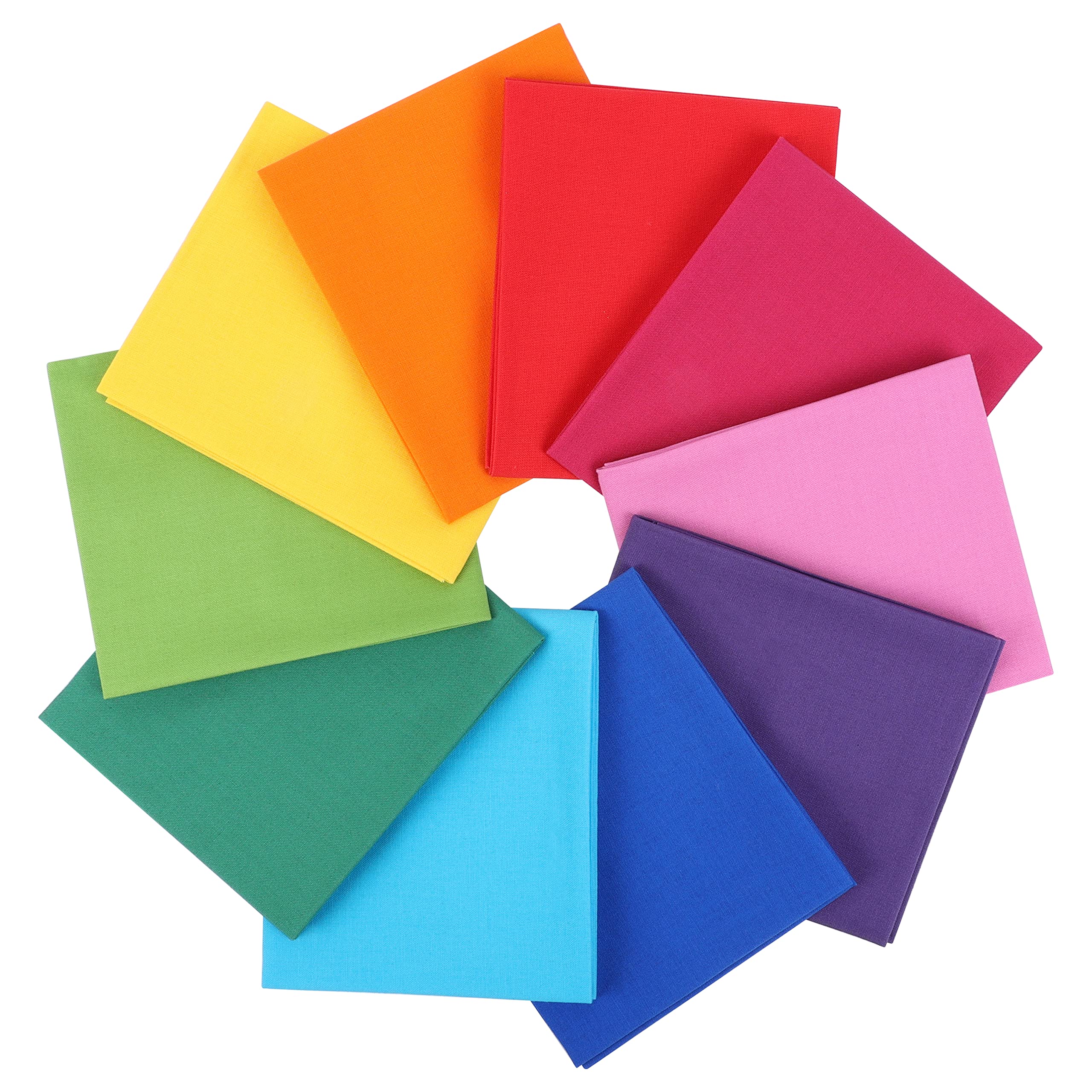 Craftido 10pcs 18”x21”(46x53cm) Fat Quarters Fabric Bundles - Medium Weight 145g - 100% Cotton Fabric for Quilting, Sewing, Patchwork, DIY and Handmade Crafts - Rainbow Colours — image 1