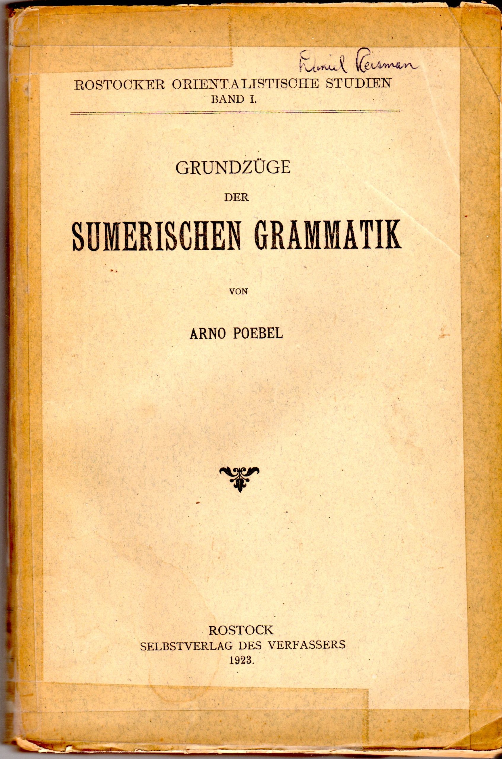 Результат пошуку зображень за запитом "Arno Poebel Sumerischen Grammatik"