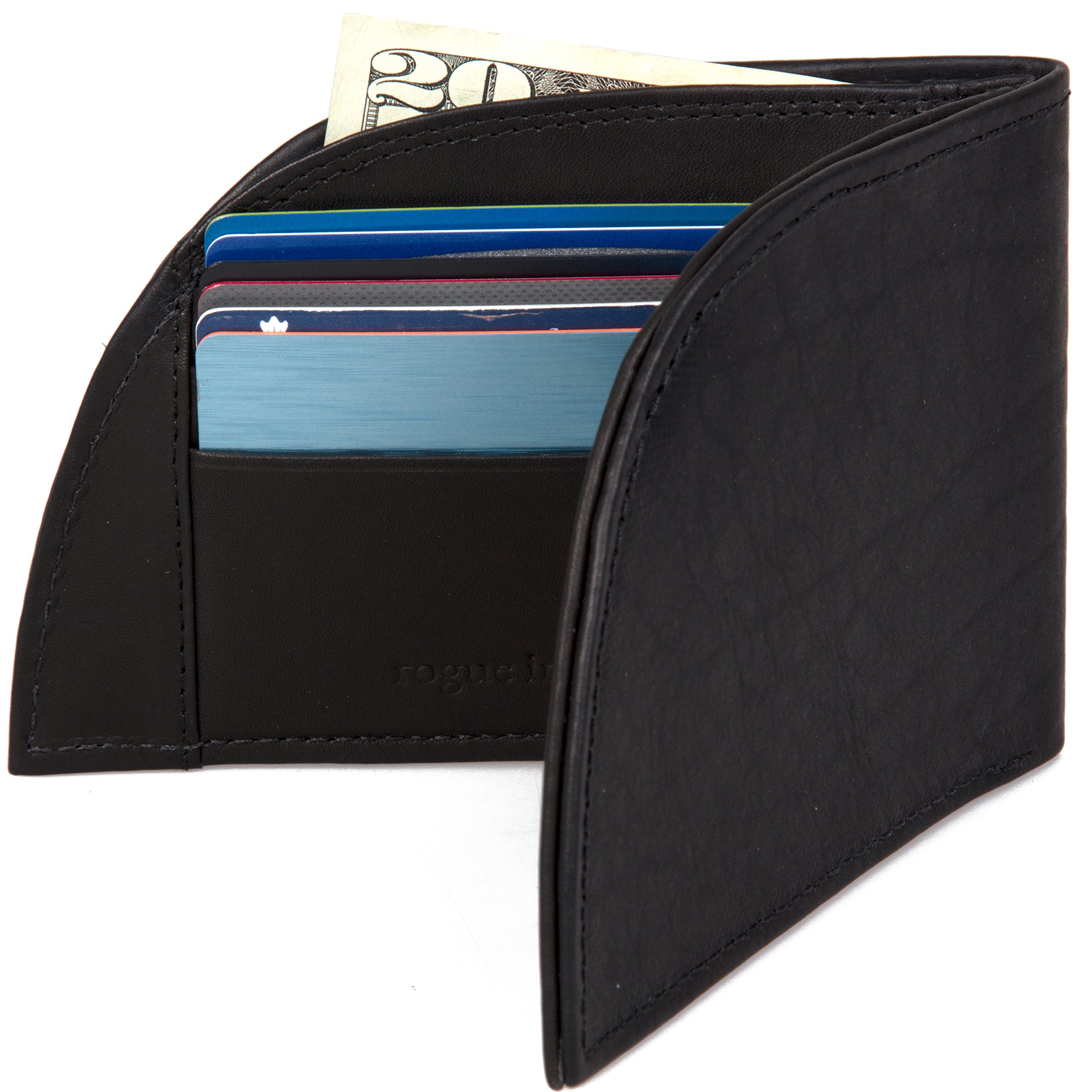 Rogue Men's Bison Leather Walletguard Front Pocket Bifold Wallet (Black)
