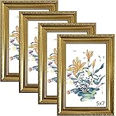BESCRCL 5x7 Picture Frame Gold with Real Glass, Ornate Vintage 5 x 7 Photo Frames for Wall and Tabletop Display, Set of 4