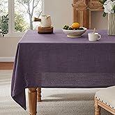 YZJZEDS Linen Tablecloth for Rectangle Table, 52x70 Inch Purple, Farmhouse Style Purple Tablecloth, Water Resistant Burlap Tablecloths for Dining Table Farmhouse Kitchen