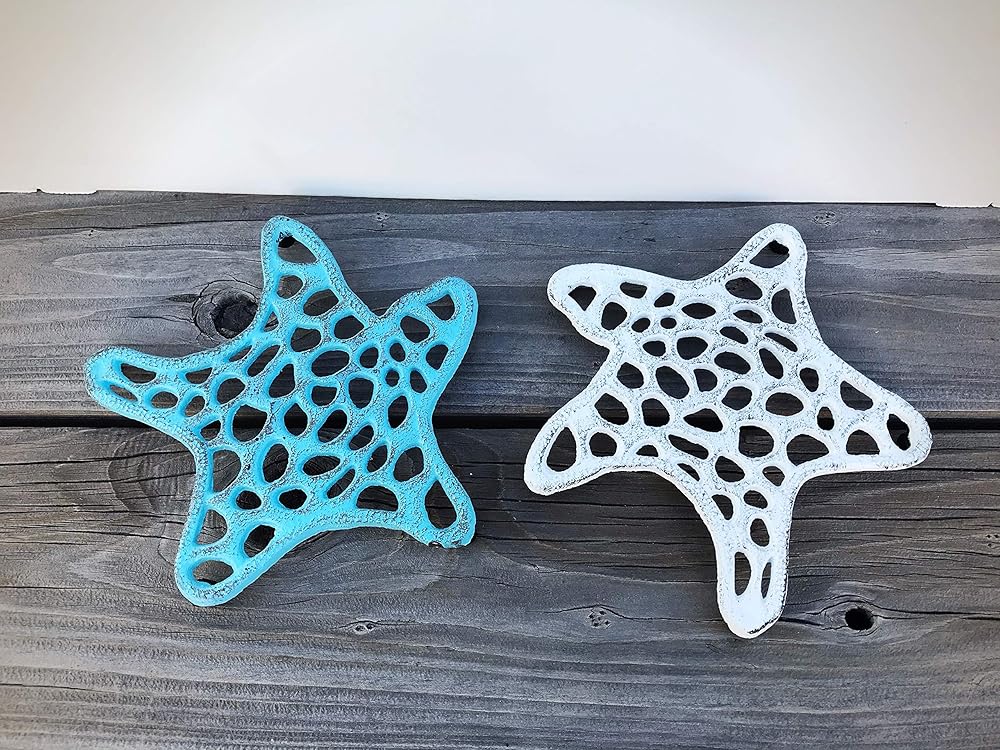 Set of 2 Coastal Starfish Trivets with Rubber Feet
