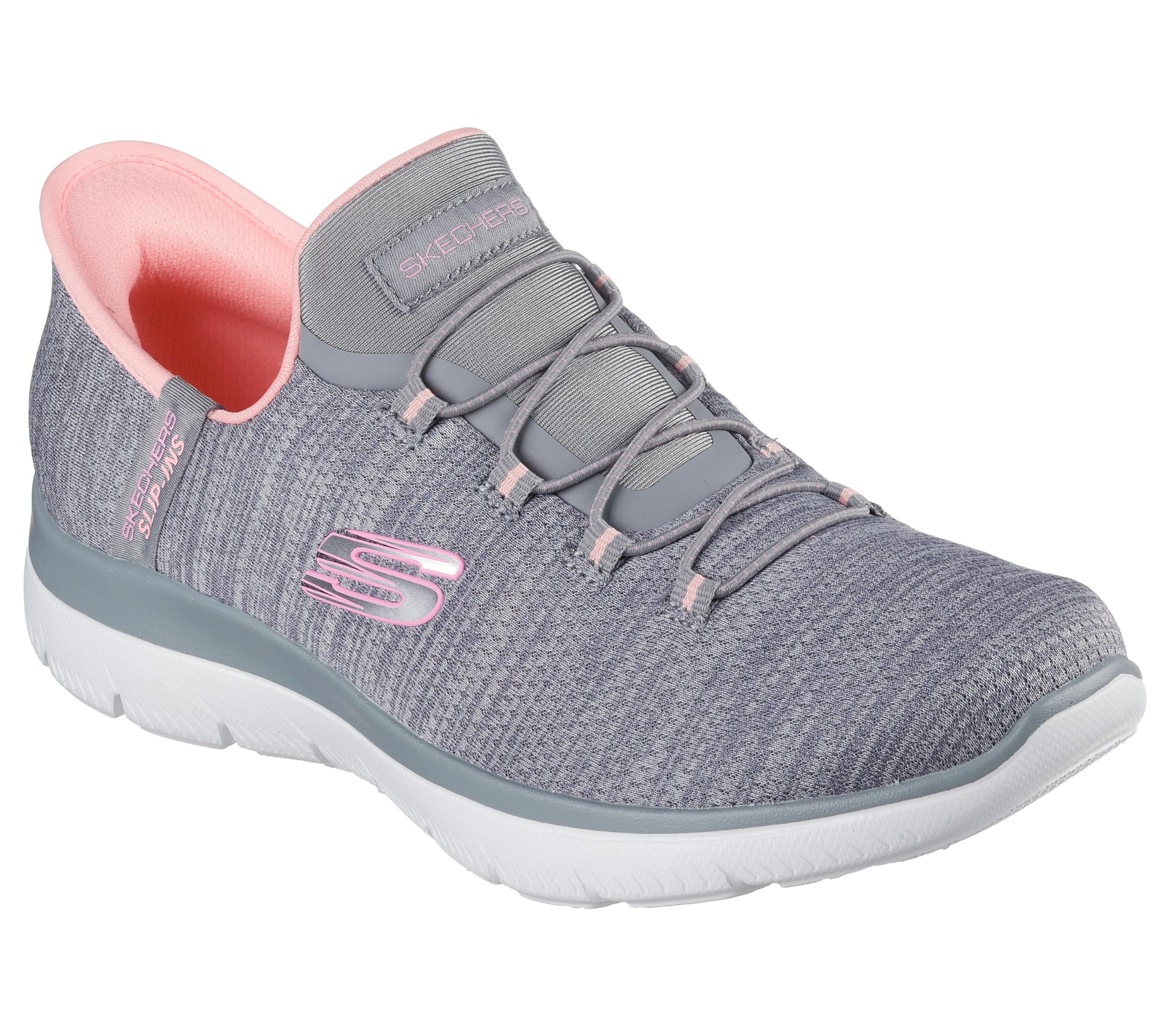 Photo 1 of Skechers Sport Women's Women's Hands Free Slip-INS Summits-Everyday Set Sneaker, GYCL=Grey/Coral, 5