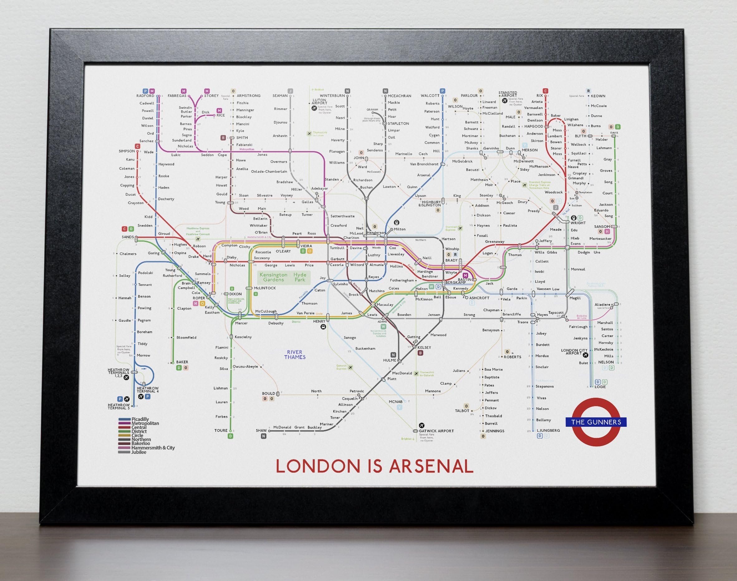 Arsenal based London Tube Subway Underground Poster