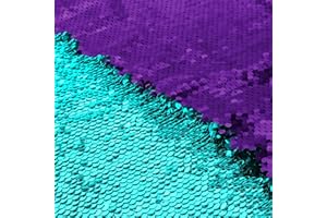 VACVELT Flip Sequin Fabric by The Yard, 1 Yard Reversible Sequin Fabric, Turquoise + Purple Glitter Fabric Sparkly Mermaid Sequin Fabric for Graffiti, Bridal Dress, Wedding Decorations, Sewing