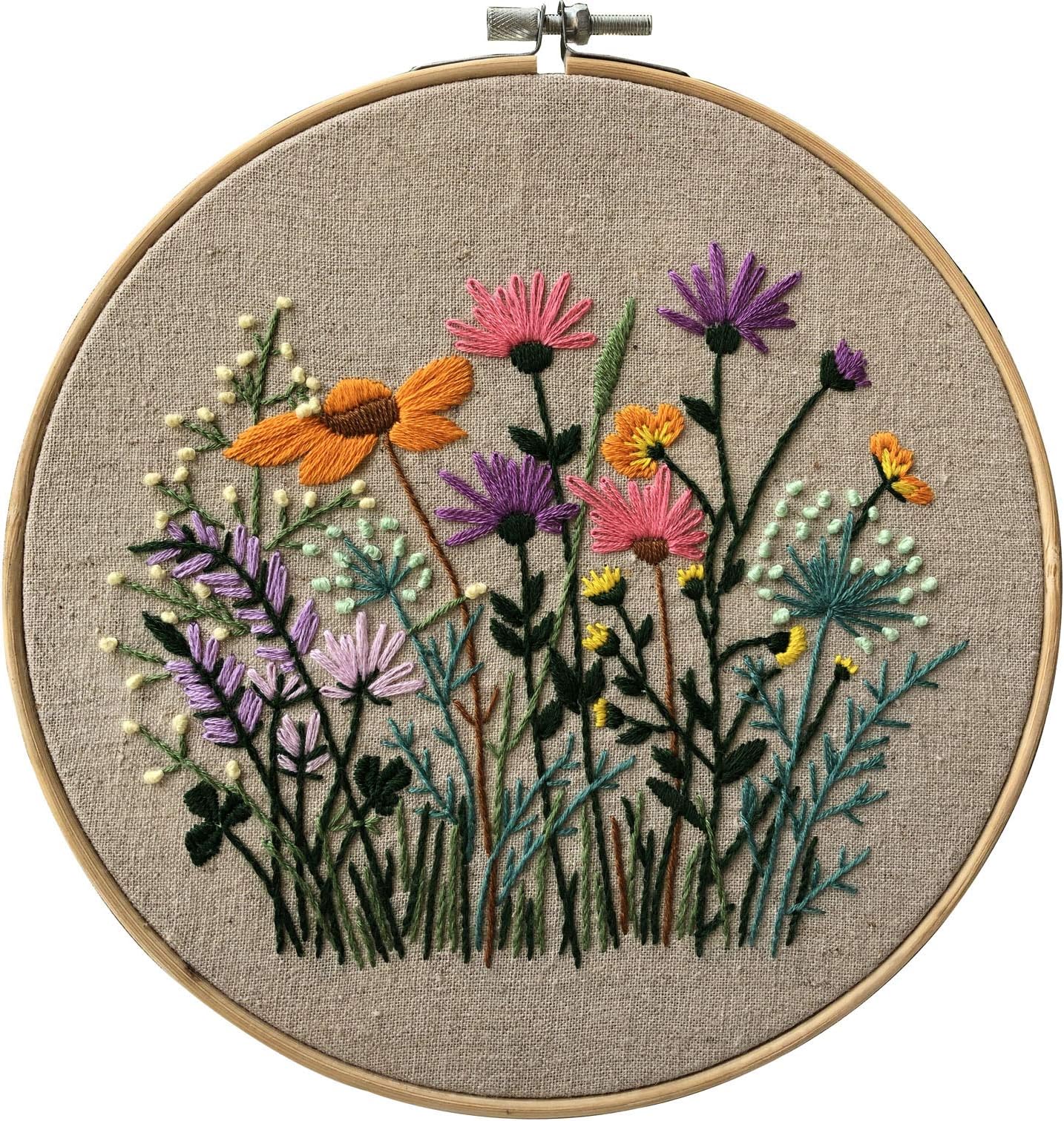 Lovedfull Full Set of Hand-Made Embroidery Starter Kit, Embroidery Kit, Including Embroidery Cloth with Pattern on Fabric, Embroidery Hoop, Color Threads and Tools Kit