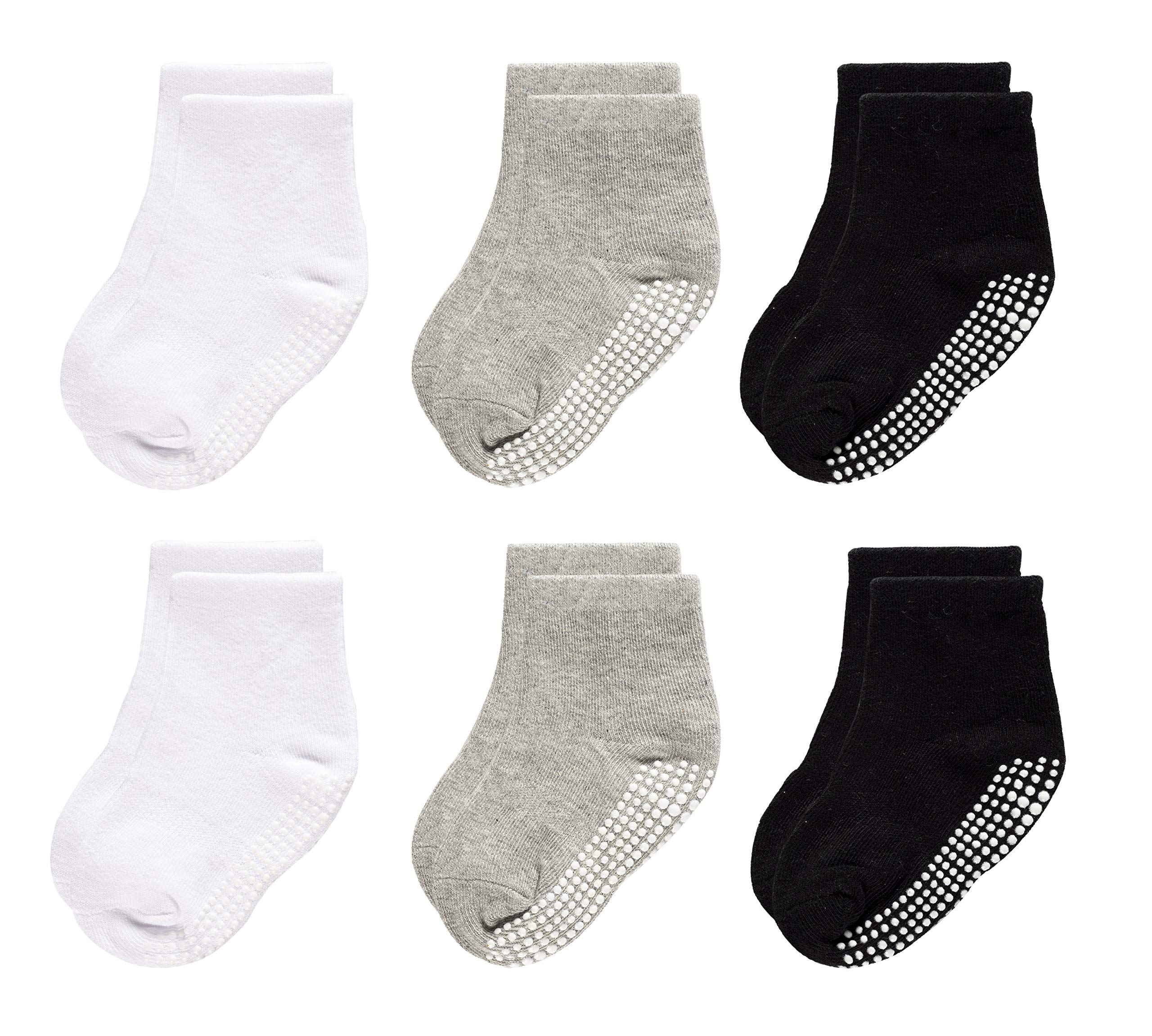 Dicry Baby Boys Girls Cotton Non-slip Socks with Grips for Toddler Kids (Multiple Colors and Sizes, 6&12 Pairs)
