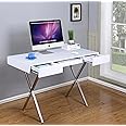 Kings Brand Furniture Kings Brand Contemporary Style White with Chrome Finish Legs Home & Office Desk